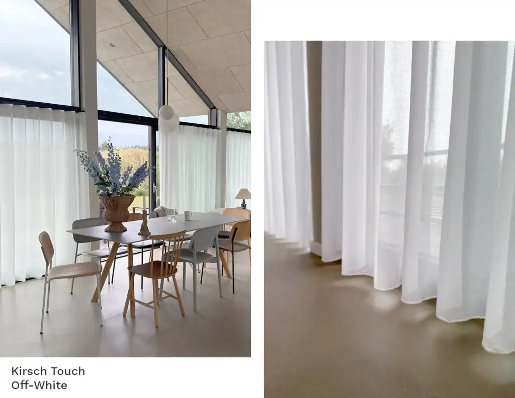 Kirsch transparente gardiner i off-white