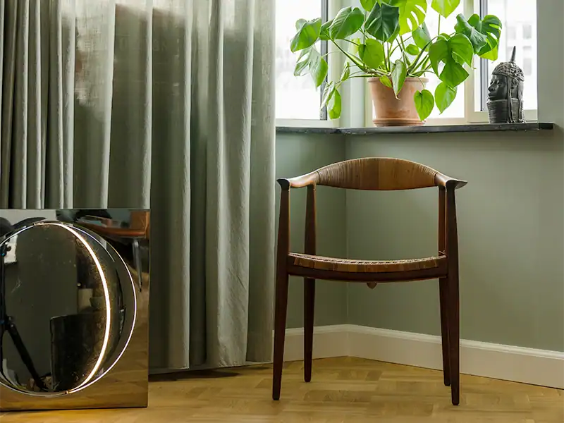 Stofgardiner på mål til spisestuen